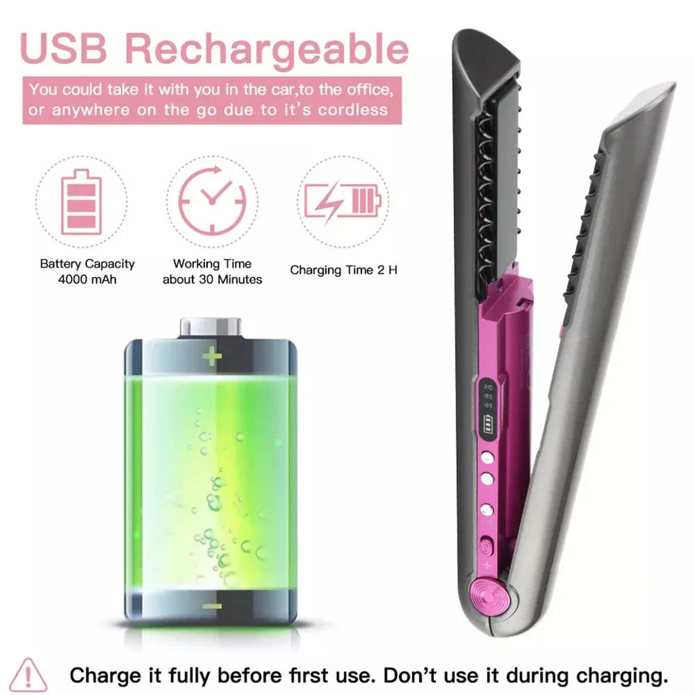 USB Wireless Charging Hair Straightener